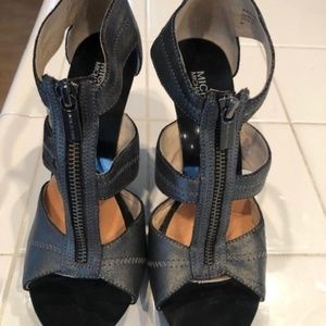 Grey Michael Kors front zippered heels